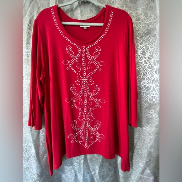 ♦️JM Collection Women’s Red Top Size XL NWOT - Picture 1 of 4